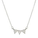 925 Sterling Silver Milk Three Ovals Line Chain Necklace Long Line Women Jewelry