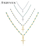 925 Silver Mini Cross Long Chain Pendant Necklace Jewelry For Women