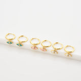 925 Silver Moon Star Enamel Earring Turquoise Pink Piercing