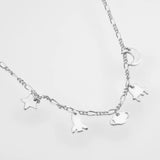 925 Silver Moon Star Global Charm Choker Long Chain Necklace
