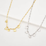 925 Silver Moon Star Global Charm Choker Long Chain Necklace