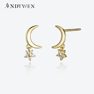 925 Silver Moon Star Stud Earring Piercing Gift