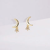 925 Silver Moon Star Stud Earring Piercing Gift