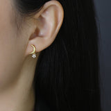 925 Silver Moon Star Stud Earring Piercing Gift