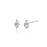 925 Silver MoonStone Stud Earring Crystal Piercing Wedding Fine Jewels