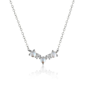 925 Silver MoonStone Queen Drop Choker Crystal Necklace Women