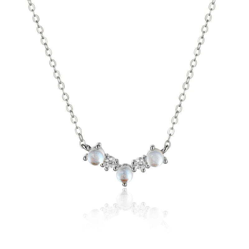 925 Silver MoonStone Queen Drop Choker Crystal Necklace Women