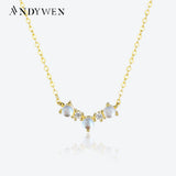 925 Silver MoonStone Queen Drop Choker Crystal Necklace Women