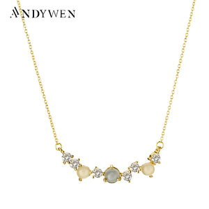 925 Silver Multi-Stone Cluster Necklace Crystal Zircon Pendant Jewelry