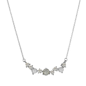 925 Silver Multi-Stone Cluster Necklace Crystal Zircon Pendant Jewelry