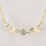 925 Silver Multi-Stone Cluster Necklace Crystal Zircon Pendant Jewelry