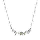 925 Silver Multi-Stone Cluster Necklace Crystal Zircon Pendant Jewelry