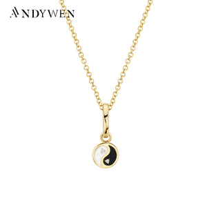 925 Silver Night Pendant Long Chain Necklace Fine Jewelry Enamel Black