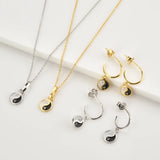 925 Silver Night Pendant Long Chain Necklace Fine Jewelry Enamel Black