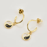 925 Silver Night Pendant Long Chain Necklace Fine Jewelry Enamel Black