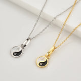 925 Silver Night Pendant Long Chain Necklace Fine Jewelry Enamel Black