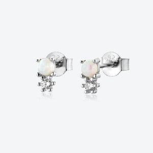 925 Silver Opal Zircon Stud Earring Women Jewelry