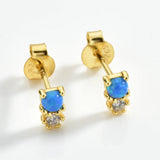 925 Silver Opal Zircon Stud Earring Women Jewelry