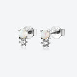 925 Silver Opal Zircon Stud Earring Women Jewelry