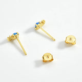 925 Silver Opal Zircon Stud Earring Women Jewelry