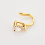 925 Silver Oval Zircon CZ Earcuff Earring Clips Piercing Women Wedding Jewelry