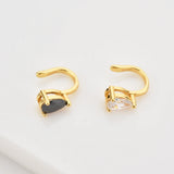 925 Silver Oval Zircon CZ Earcuff Earring Clips Piercing Women Wedding Jewelry