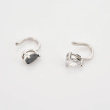 925 Silver Oval Zircon CZ Earcuff Earring Clips Piercing Women Wedding Jewelry