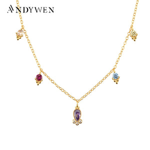 925 Silver Ovals Choker Necklace Rainbow CZ Wedding Gift