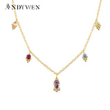 925 Silver Ovals Choker Necklace Rainbow CZ Wedding Gift