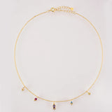 925 Silver Ovals Choker Necklace Rainbow CZ Wedding Gift