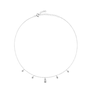 925 Silver Ovals Choker Necklace Rainbow CZ Wedding Gift