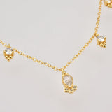 925 Silver Ovals Choker Necklace Rainbow CZ Wedding Gift