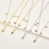 925 Silver Ovals Choker Necklace Rainbow CZ Wedding Gift