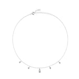 925 Silver Ovals Choker Necklace Rainbow CZ Wedding Gift
