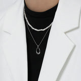 925 Silver Ovals Pendant Necklace Choker Wedding Jewellery Gift
