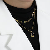 925 Silver Ovals Pendant Necklace Choker Wedding Jewellery Gift