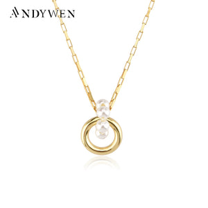 925 Silver Pearl Circle Pendant Choker Necklace Women Wedding Jewelry