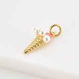 925 Silver Pearl Ice Cream Pendant Charm Women Wedding Jewelry