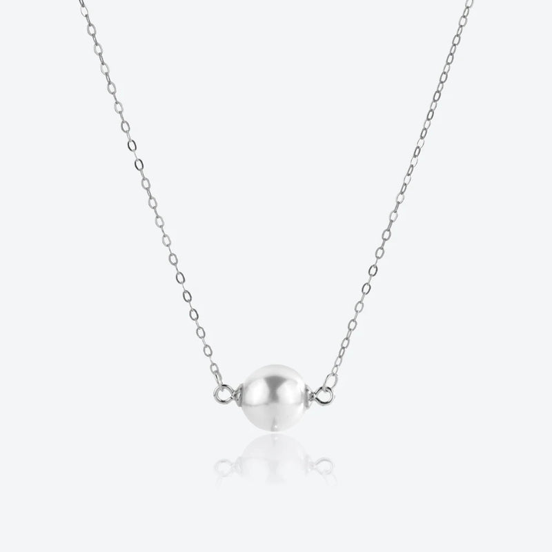 925 Silver Pearl Pendant Choker Necklace Wedding