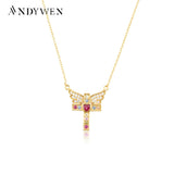 925 Silver Pink Cupid Love Wing Cross Long Chain Necklace Wedding Gift