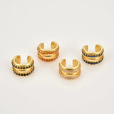925 Silver Pink Orange Zircon Earcuff Earring Without Piercing Clips