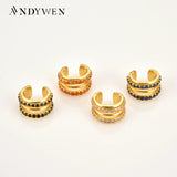 925 Silver Pink Orange Zircon Earcuff Earring Without Piercing Clips