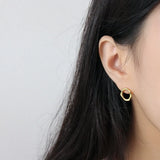 925 Silver Circle Stud Earring Irregular Women Fine Rock Party Jewelry