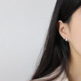 925 Silver Circle Stud Earring Irregular Women Fine Rock Party Jewelry