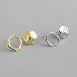 925 Silver Circle Stud Earring Irregular Women Fine Rock Party Jewelry