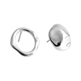 925 Silver Circle Stud Earring Irregular Women Fine Rock Party Jewelry