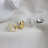 925 Silver Circle Stud Earring Irregular Women Fine Rock Party Jewelry