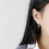 925 Silver Geometric 18mm Hoops Earring Piercing Punk Jewelry