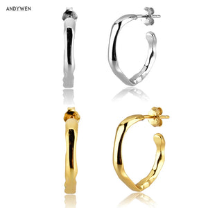 925 Silver Geometric 18mm Hoops Earring Piercing Punk Jewelry