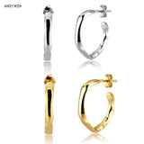 925 Silver Geometric 18mm Hoops Earring Piercing Punk Jewelry